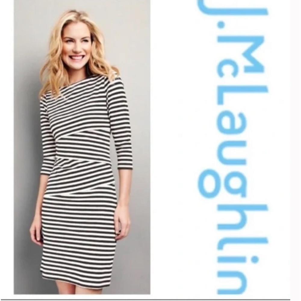 J McLaughlin Nicola Tiered Dress White/Navy Striped Catalina SZ XS